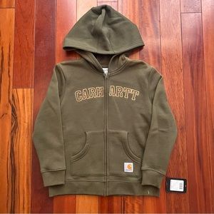 Boys Green Carhartt Zip Up Hoodie
